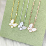 925 Silver Butterfly Necklace with Shell Pendant