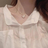 925 Silver Butterfly Necklace with Shell Pendant
