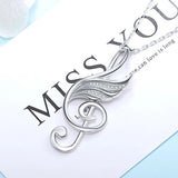 925 Silver Love Music Pendant Necklace with Zirconia for Women