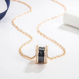 925 Sterling Silver Zircon Ceramic Pendant Women's Necklace