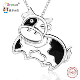 925 Silver Cow Animal Pendant Necklace for Girls