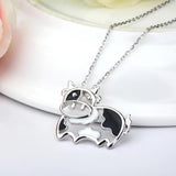 925 Silver Cow Animal Pendant Necklace for Girls