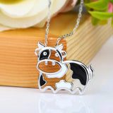 925 Silver Cow Animal Pendant Necklace for Girls