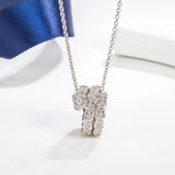 Sterling Silver Diamond Snake Bone Pendant Women's Necklace