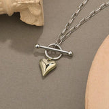 925 Silver OT Buckle Love Necklace Heart Pendant Retro Clavicle Chain