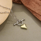 925 Silver OT Buckle Love Necklace Heart Pendant Retro Clavicle Chain