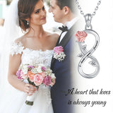 925 Sterling Silver Infinity Rose Flower Necklace Pendant Jewelry