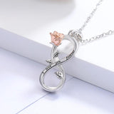 925 Sterling Silver Infinity Rose Flower Necklace Pendant Jewelry