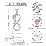 925 Sterling Silver Infinity Rose Flower Necklace Pendant Jewelry