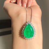 925 Silver Paraiba Tourmaline Emerald Stone Pendant Necklace