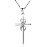 Cross Necklace 925 Sterling Silver Infinity Zircon Pendant Religious Jewelry