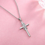 Cross Necklace 925 Sterling Silver Infinity Zircon Pendant Religious Jewelry