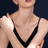 Cross Necklace 925 Sterling Silver Infinity Zircon Pendant Religious Jewelry