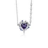 925 Silver Crystal Heart Pendant Necklace Zircon Wedding Jewelry