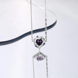 925 Silver Crystal Heart Pendant Necklace Zircon Wedding Jewelry