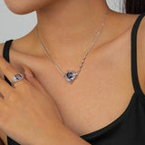 925 Silver Crystal Heart Pendant Necklace Zircon Wedding Jewelry