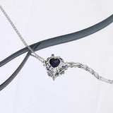 925 Silver Crystal Heart Pendant Necklace Zircon Wedding Jewelry