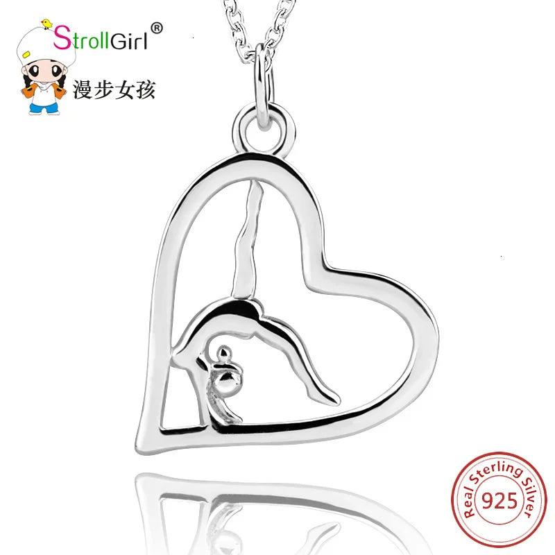925 Silver Gymnastics Pendant Necklace Flip Gymnast Jewelry Gift