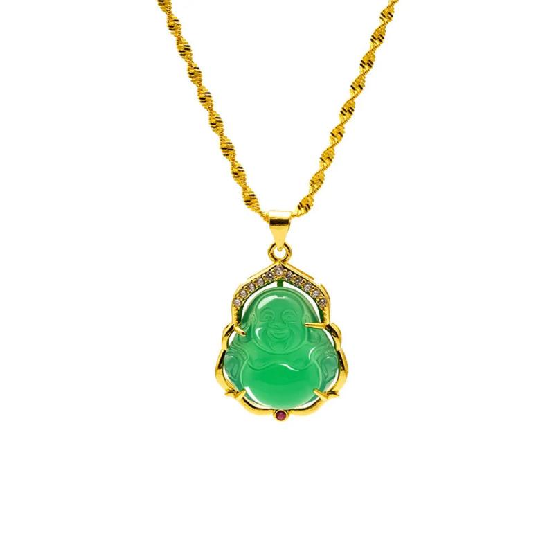 Women's Buddha Pendant Necklace 24K Gold Plated Vintage Collar Jewelry