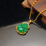 Women's Buddha Pendant Necklace 24K Gold Plated Vintage Collar Jewelry