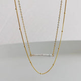 S925 Silver Double Layered Necklace Baroque Pearl Clavicle Chain