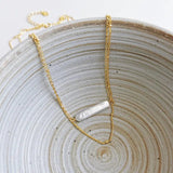 S925 Silver Double Layered Necklace Baroque Pearl Clavicle Chain