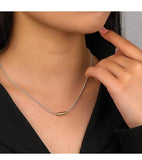 925 Silver Tube Chain Pendant Choker Necklace