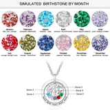 JewelOra Family Tree Pendant with 5 Birthstones Engraving Name Necklace