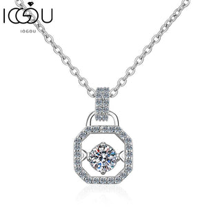 0.3ct Moissanite Necklace Vintage Lock Pendant 925 Sterling Silver for Women