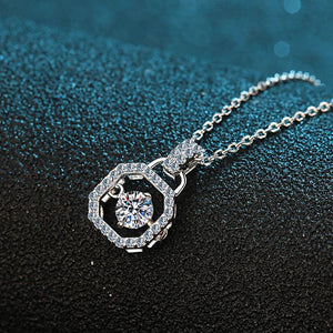 0.3ct Moissanite Necklace Vintage Lock Pendant 925 Sterling Silver for Women