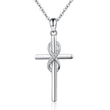 925 Silver Cross Necklace Infinity Love Cross Baptism Pendant