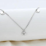 Star Moon Charm Choker Necklace 925 Silver Sona Diamond