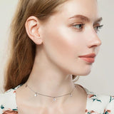 Star Moon Charm Choker Necklace 925 Silver Sona Diamond