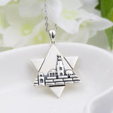 925 Silver Jerusalem Charm Star of David & Dave Pagoda Pendant Necklace