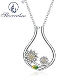 925 Silver Sunflower CZ Ring Holder Necklace Daisy Rotable Choker Chain