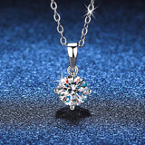 S925 Silver 1CT Round Moissanite Pendant Necklace Women Platinum Plated