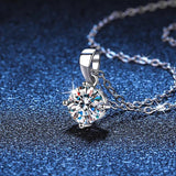 S925 Silver 1CT Round Moissanite Pendant Necklace Women Platinum Plated