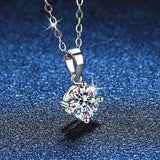S925 Silver 1CT Round Moissanite Pendant Necklace Women Platinum Plated