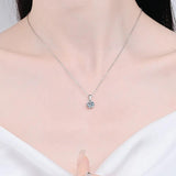 S925 Silver 1CT Round Moissanite Pendant Necklace Women Platinum Plated