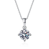 S925 Silver 1CT Round Moissanite Pendant Necklace Women Platinum Plated