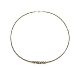 Real Pyrite Beads 925 Silver Choker Necklace