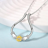 925 Silver Sunflower CZ Ring Holder Necklace Adjustable Choker Chain