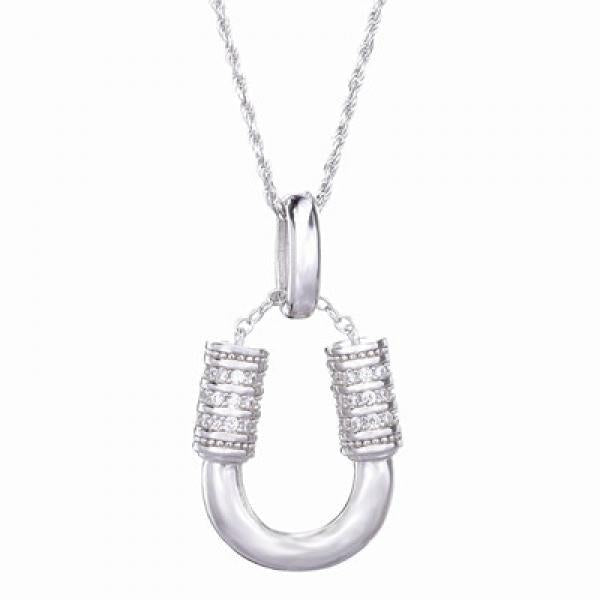 925 Silver Horseshoes Pendant Necklace CZ U Letter Necklace