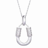 925 Silver Horseshoes Pendant Necklace CZ U Letter Necklace