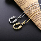 925 Silver Horseshoes Pendant Necklace CZ U Letter Necklace