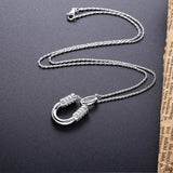 925 Silver Horseshoes Pendant Necklace CZ U Letter Necklace