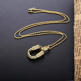 925 Silver Horseshoes Pendant Necklace CZ U Letter Necklace