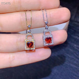 Heart Natural Garnet Pendant Silver Necklace for Women