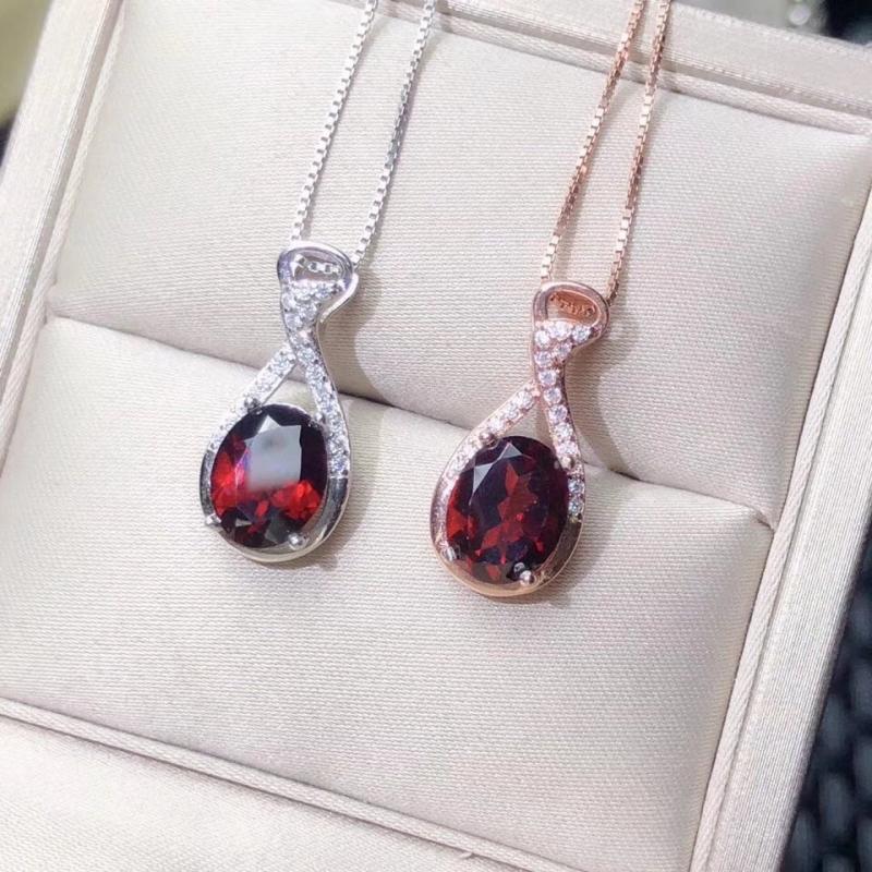 Natural Garnet Gemstone Pendant Necklace