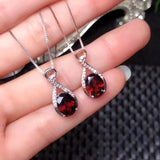 Natural Garnet Gemstone Pendant Necklace